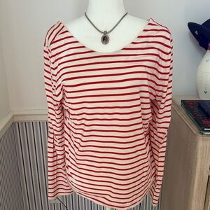 Akris Punto Striped Red and White Women's Top Boatneck collar